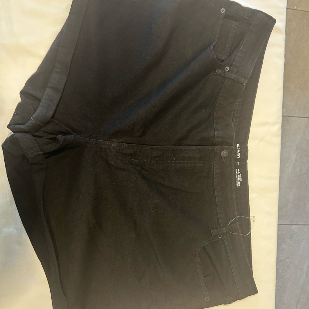 Old Navy Black Denim Shorts High Rise Straight Plus size 22